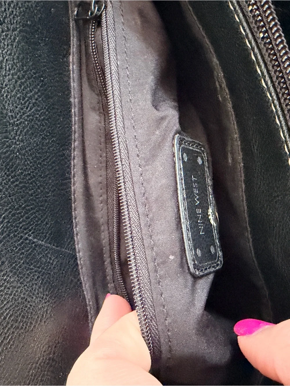Nine West Black Pattern Handbag with Long Strap and Short Strap